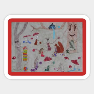 Woodland Knitting Circle Sticker